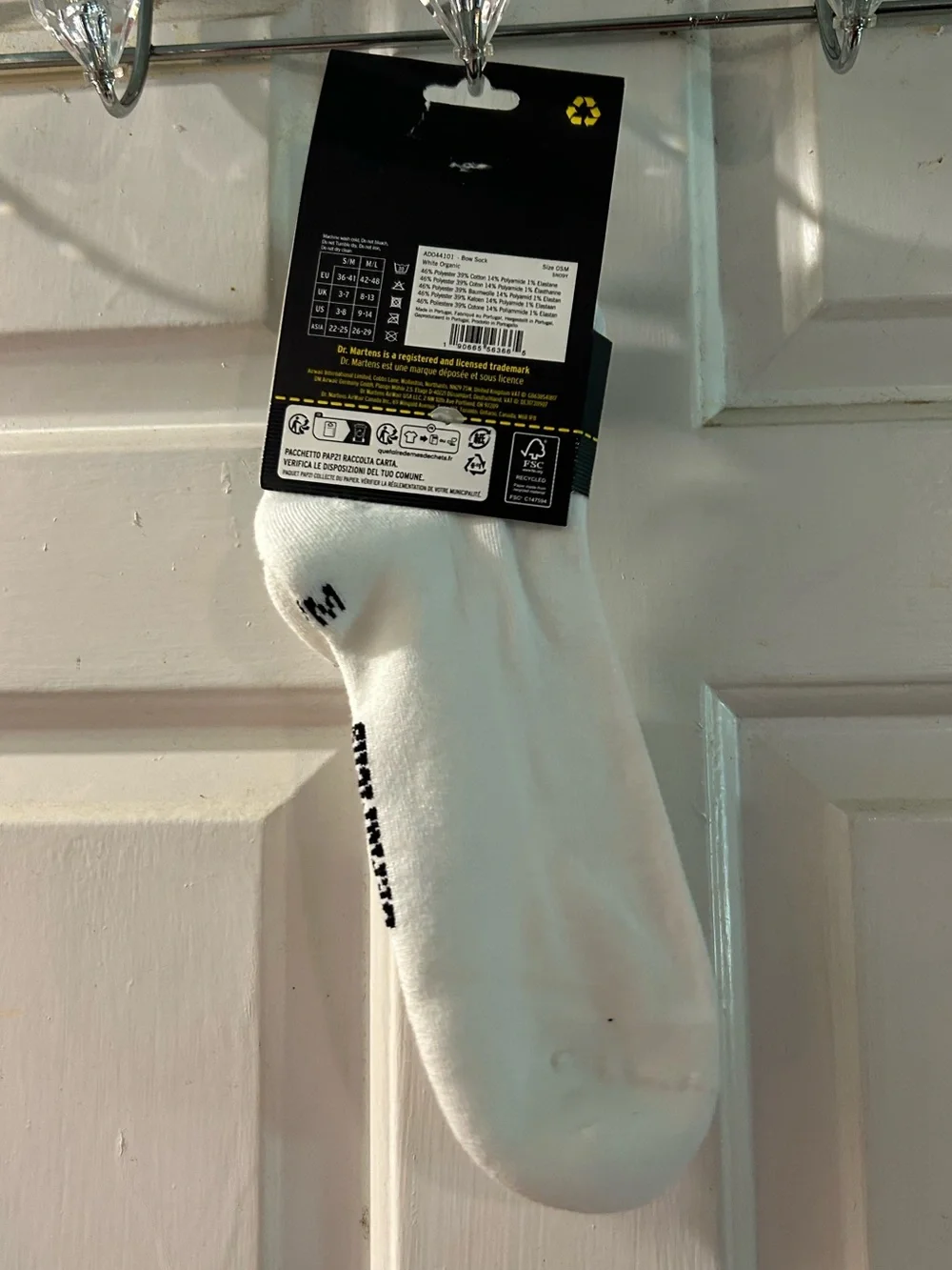 Dr. Martens White Crew Socks with Black Logo